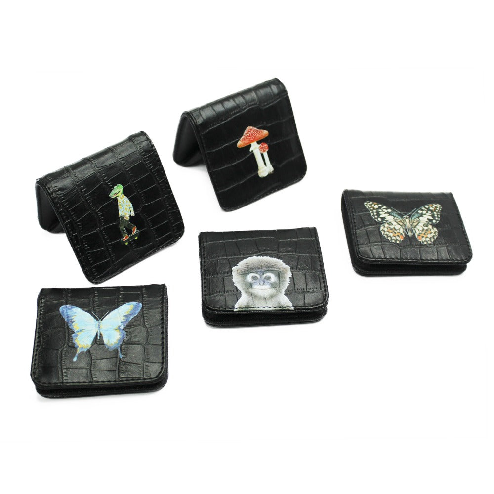 MONEDERO CUADRADO CROCO NEGRO
