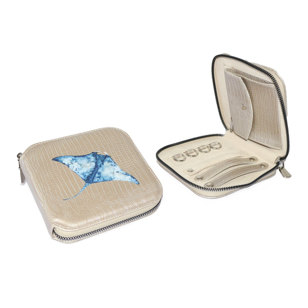 JOYERO DE VIAJE TEJUS PLATA BEIGE