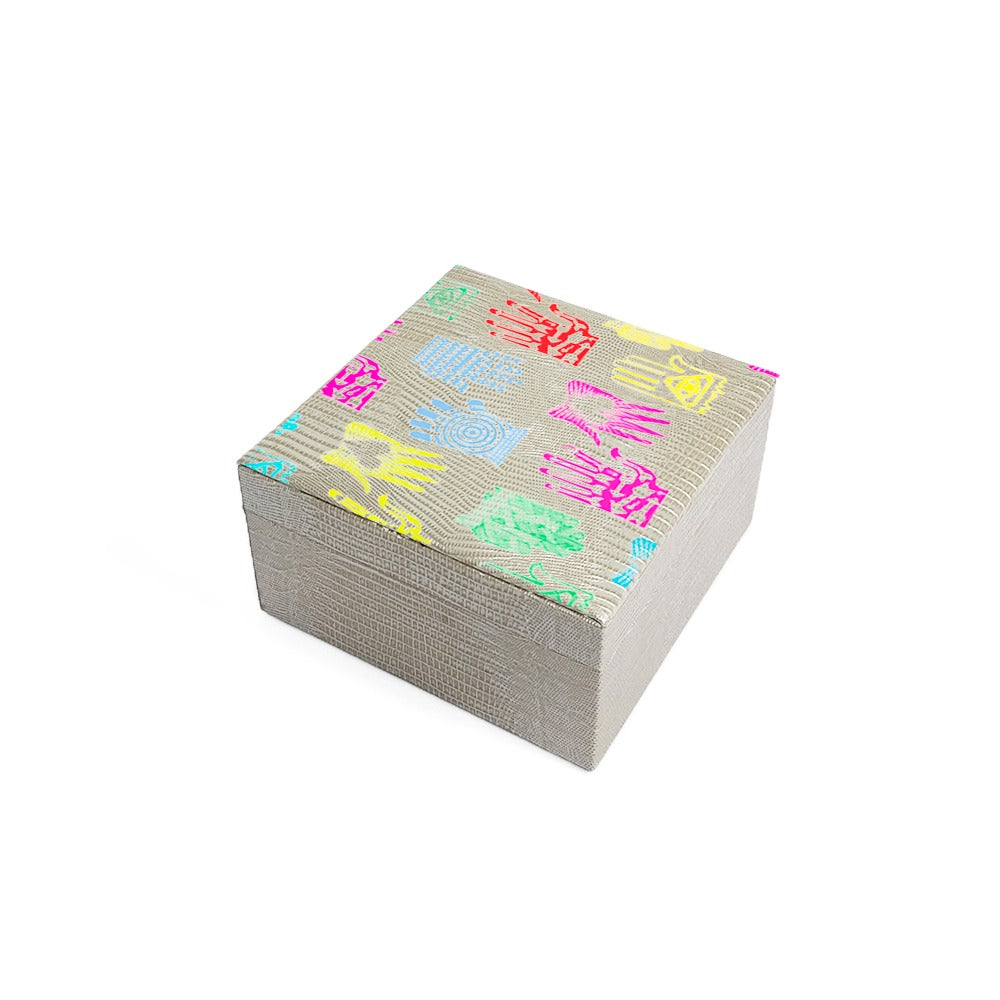 CAJA DE TE 4 TEJUS PLATA BEIGE PEDRO FRIEDEBERG