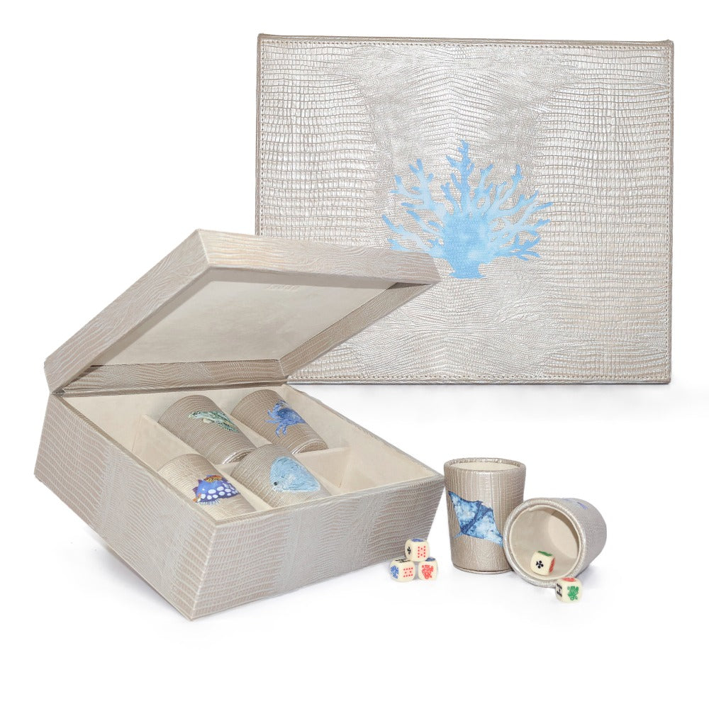 SET CUBILETES TEJUS PLATA BEIGE