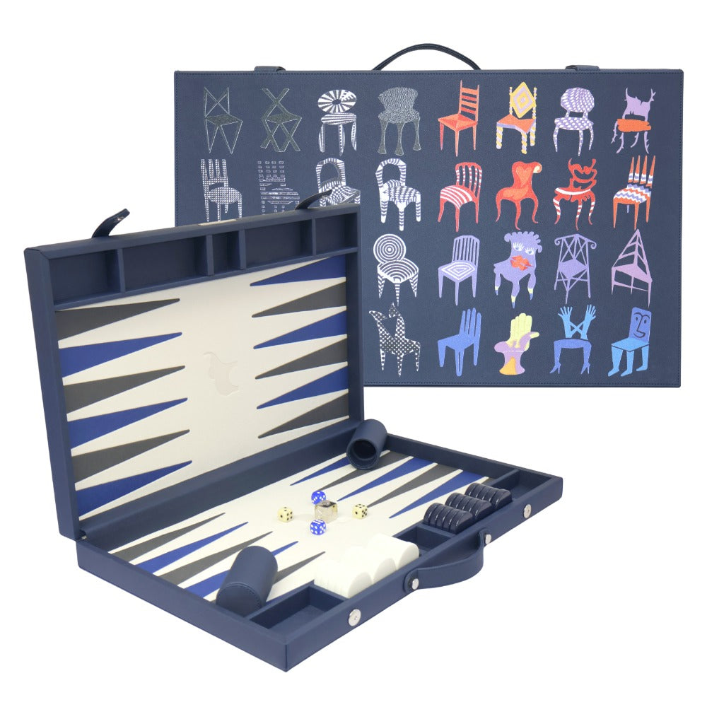 BACKGAMMON GRANDE FORRO AZUL NOCHE PEDRO FRIEDEBERG