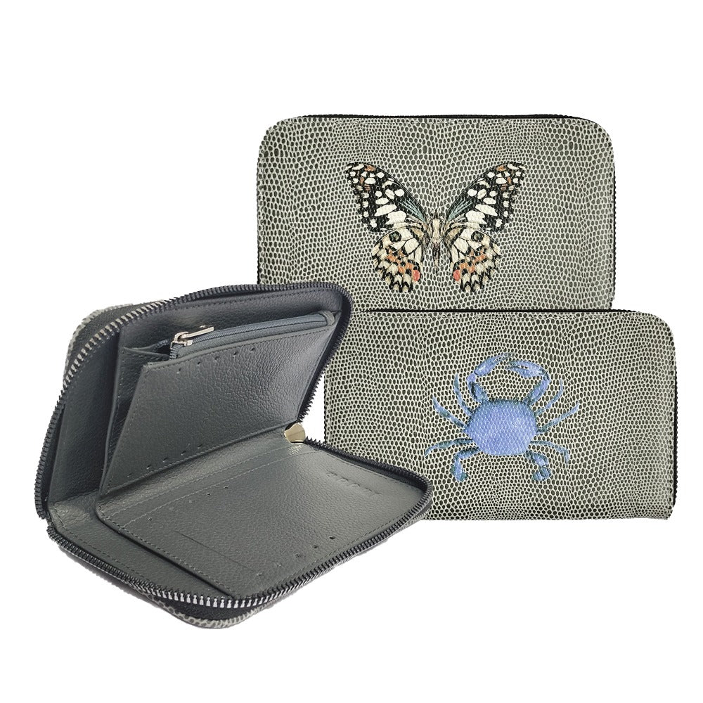 CARTERA MINI LICHA REPTIL GRIS