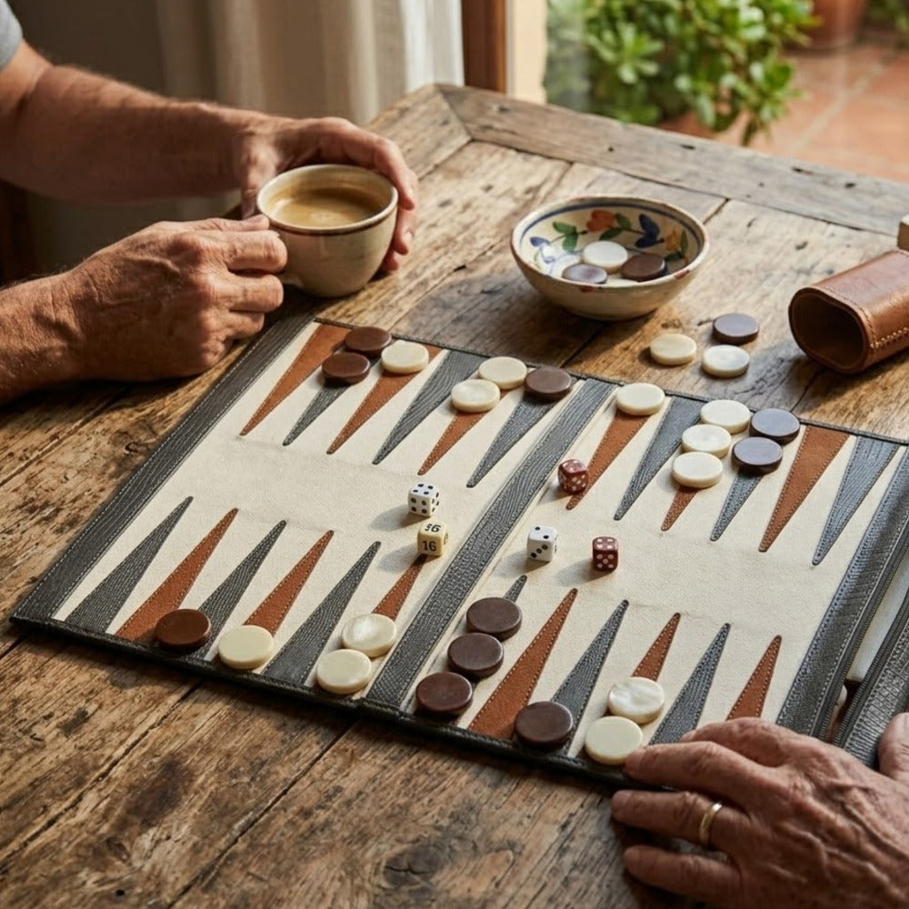 BACKGAMMON DE VIAJE GRIS ARMADILLO PEDRO FRIEDEBERG