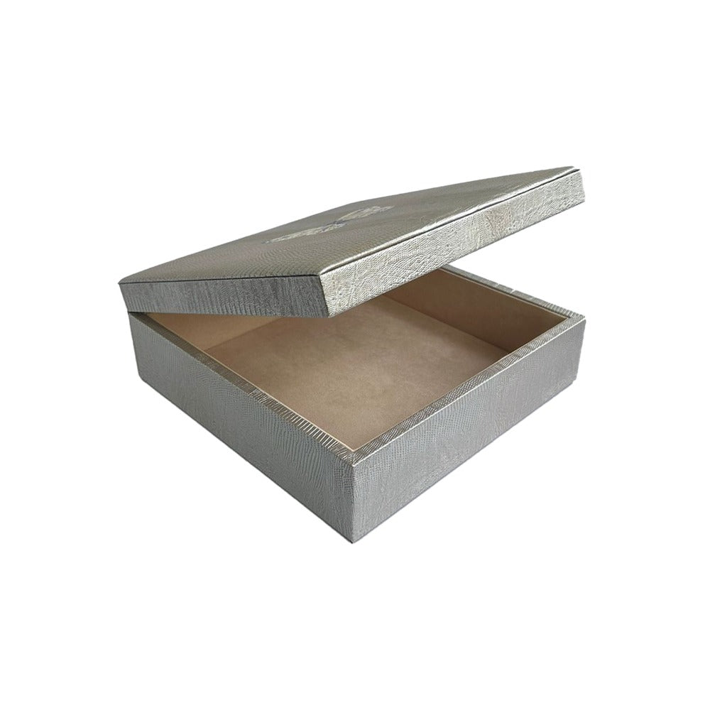 CAJA DECORATIVA GRANDE TEJUS PLATA BEIGE