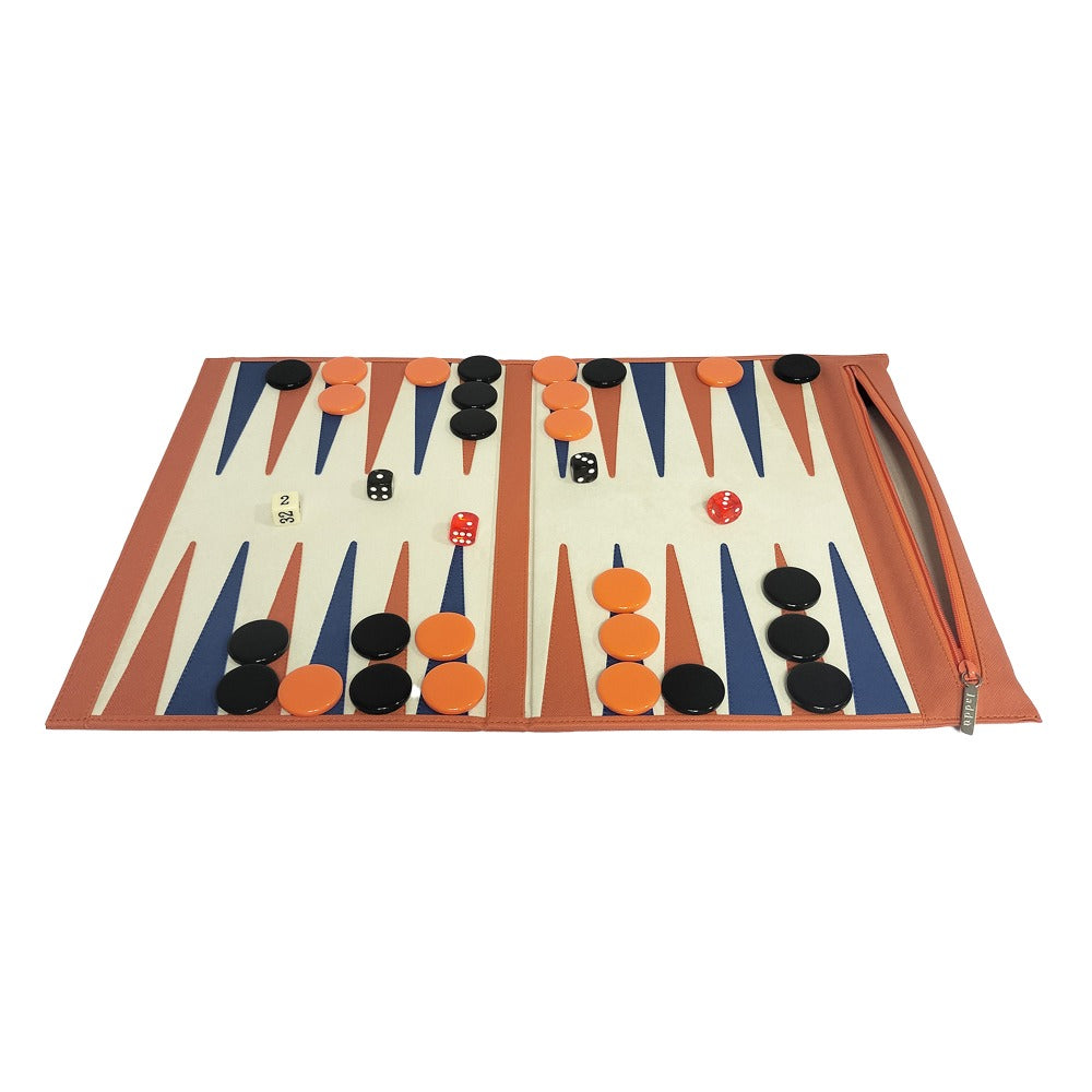 BACKGAMMON DE VIAJE FORRO NARANJA