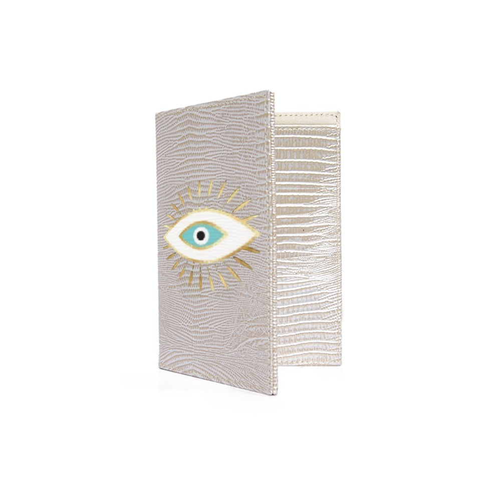 PORTA PASAPORTE Y VISA TEJUS PLATA BEIGE