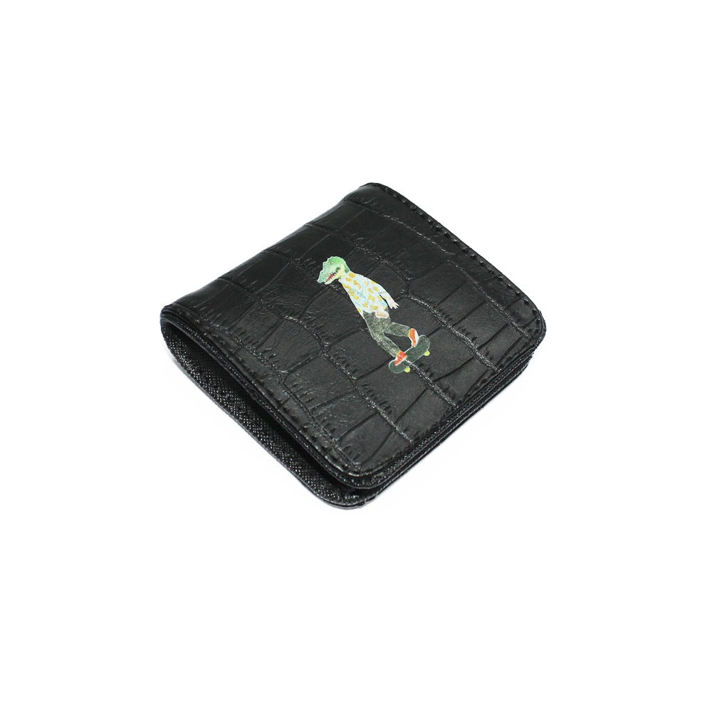 MONEDERO CUADRADO CROCO NEGRO