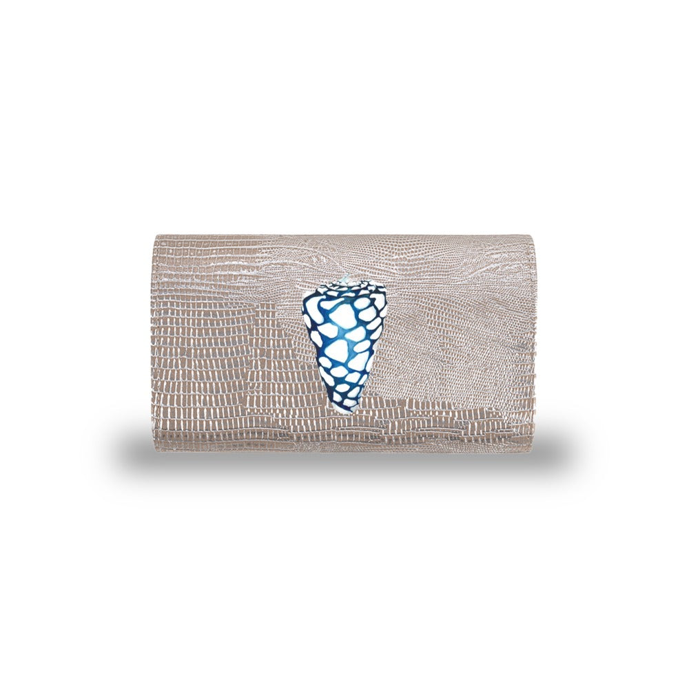 CARTERA LICHA TEJUS PLATA BEIGE