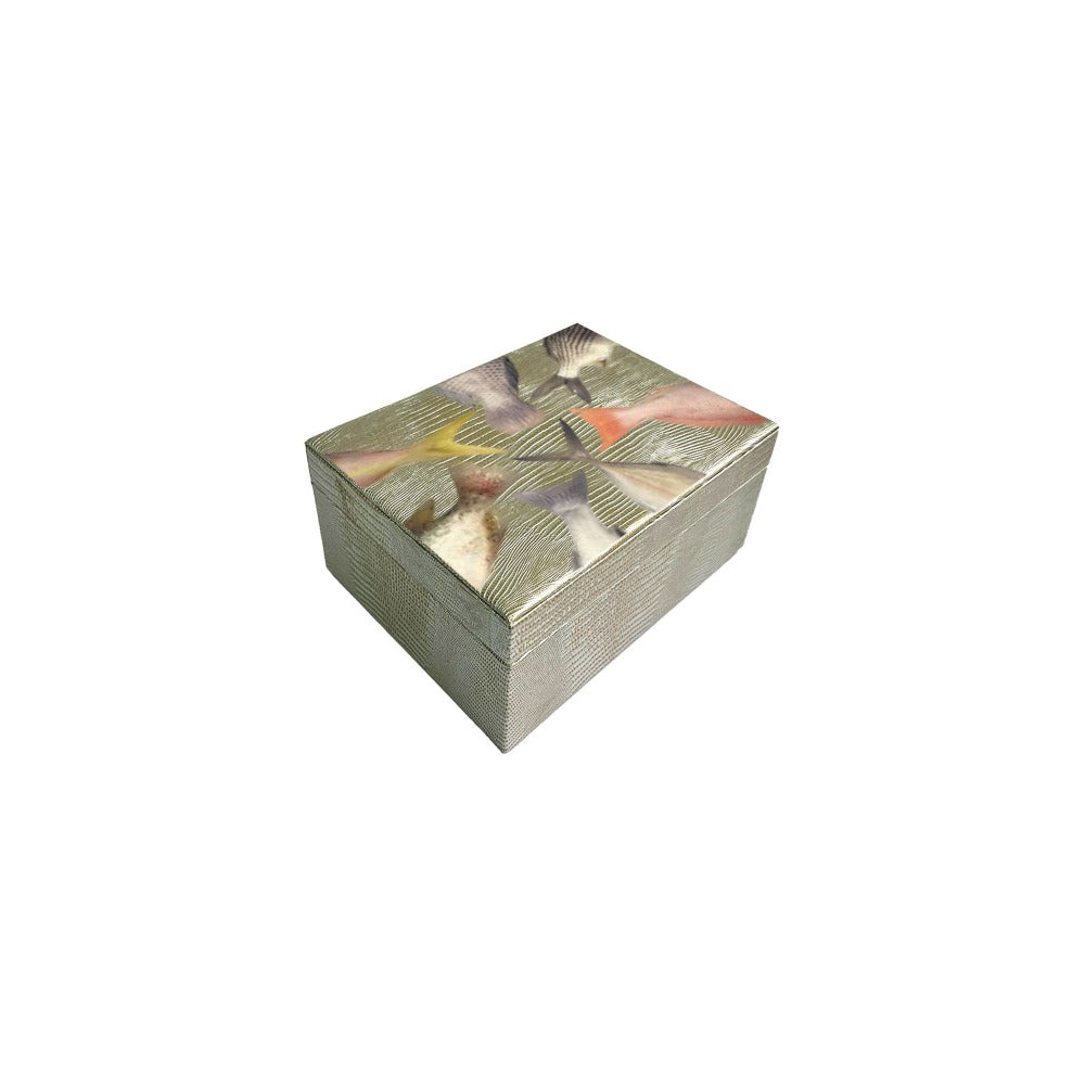 CAJA DECORATIVA CHICA TEJUS PLATA BEIGE