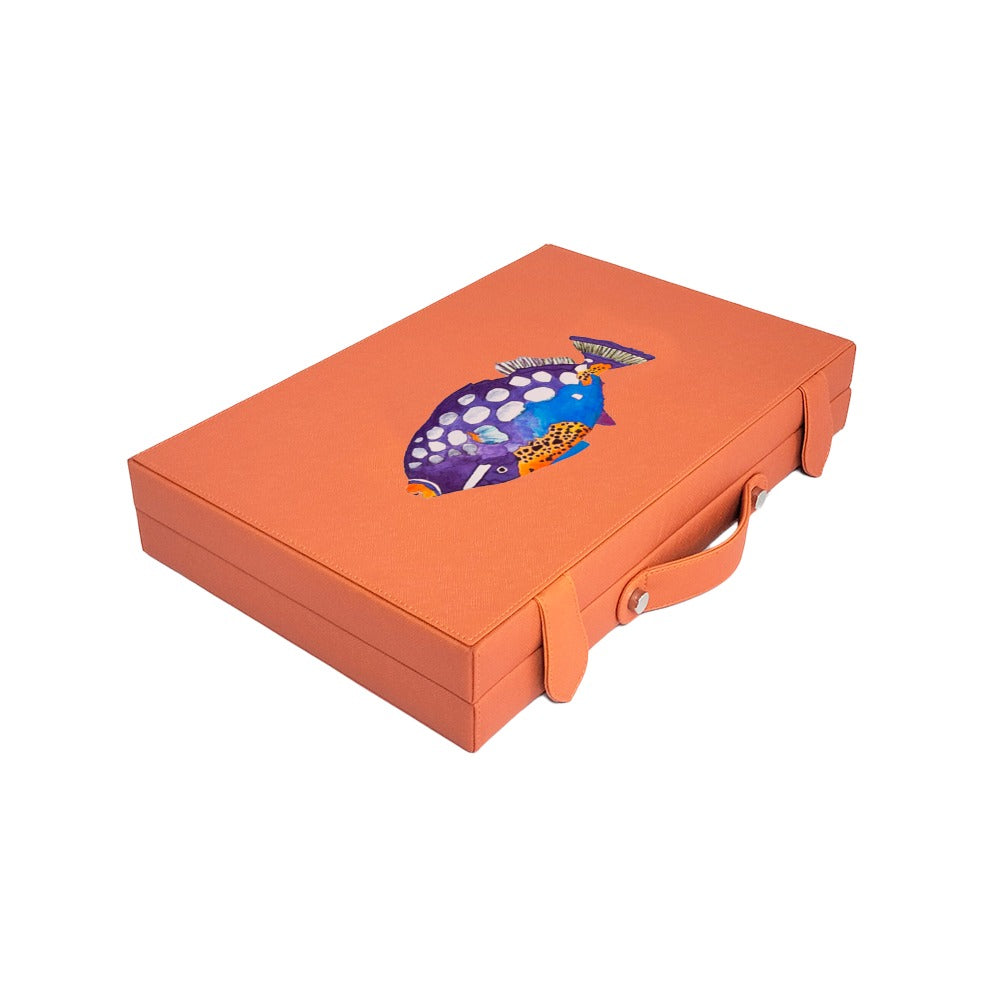 BACKGAMMON MEDIANO FORRO NARANJA