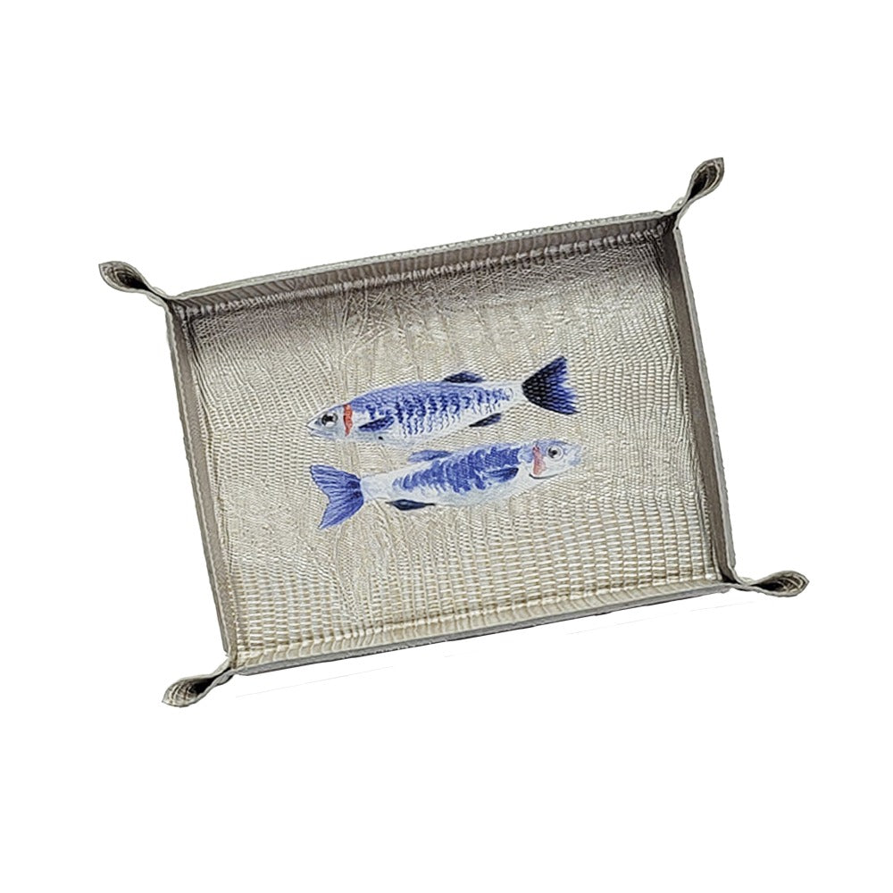 LARGE TEJUS SILVER BEIGE COIN TRAY