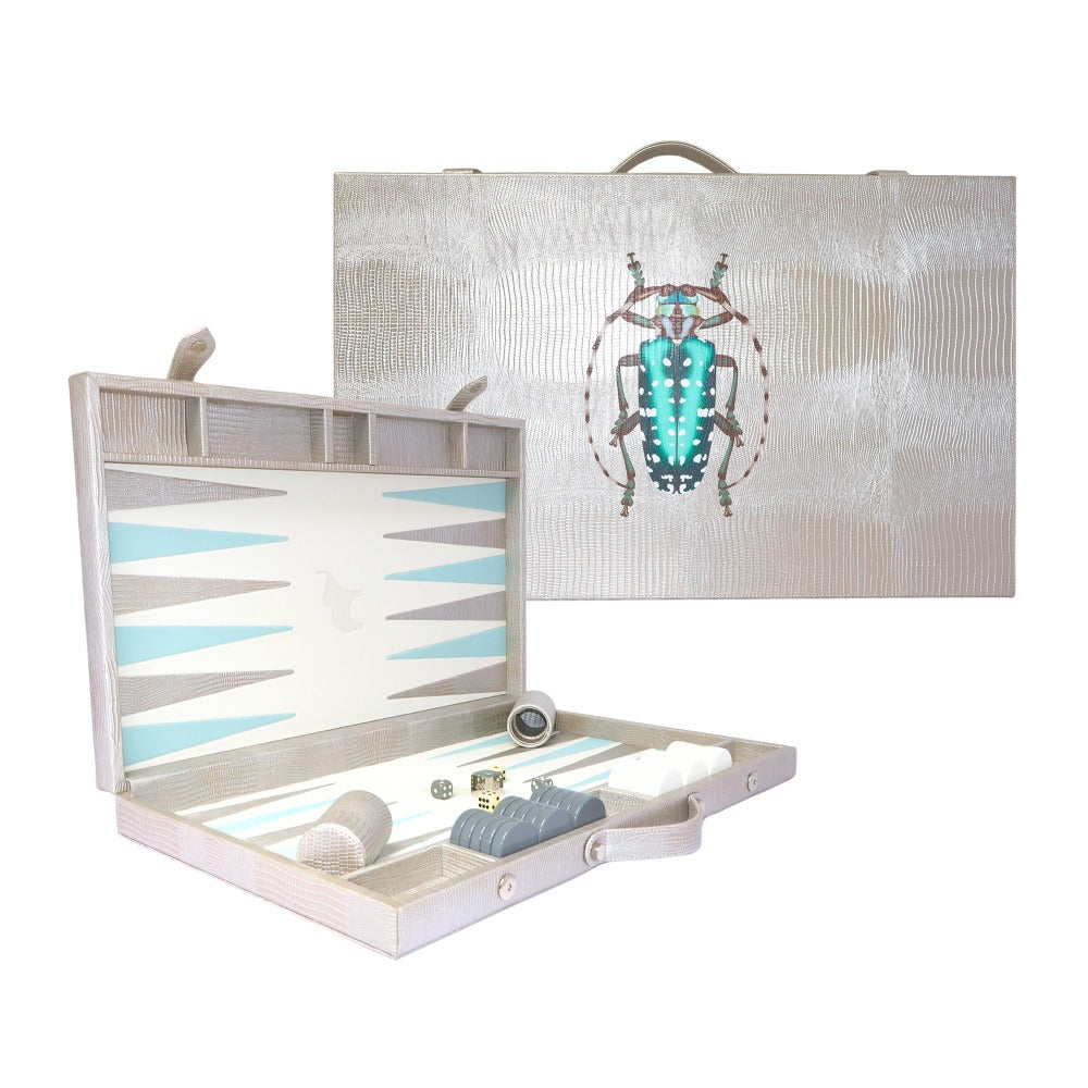 BACKGAMMON GRANDE TEJUS PLATA BEIGE