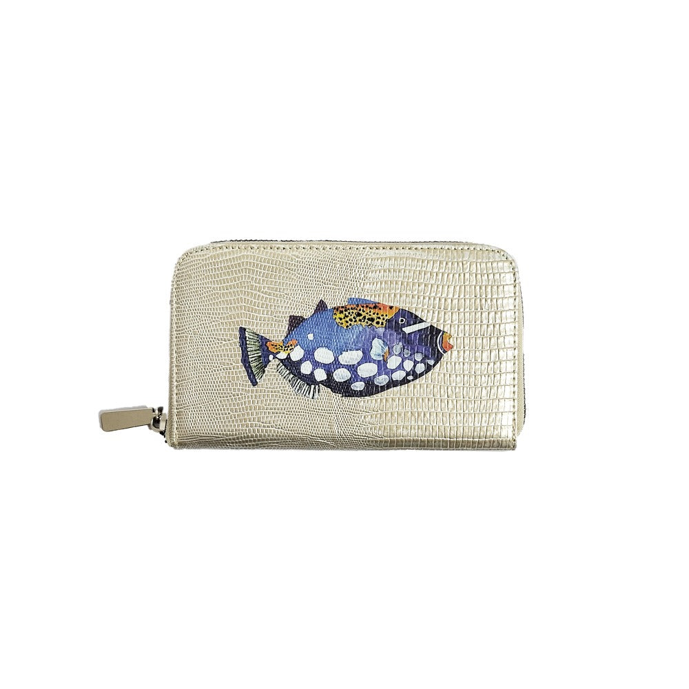 CARTERA MINI LICHA TEJUS PLATA BEIGE