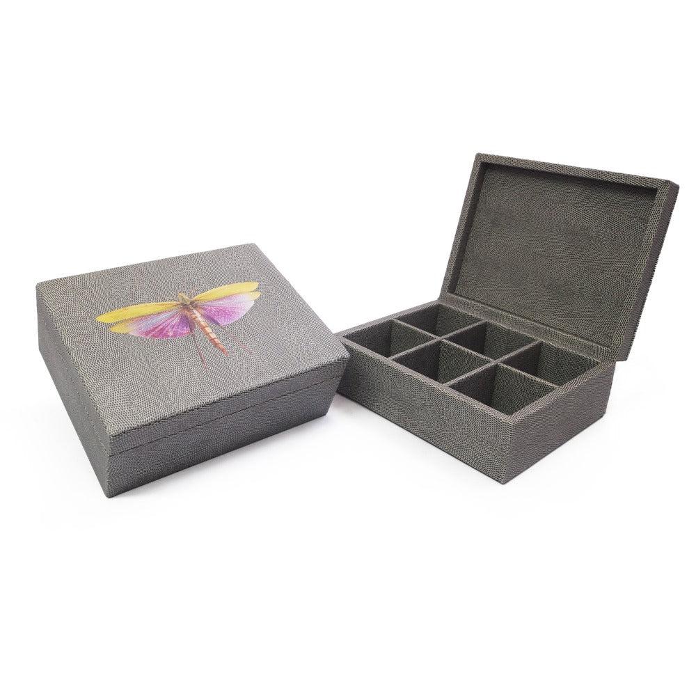 CAJA DE TE 6 REPTIL GRIS