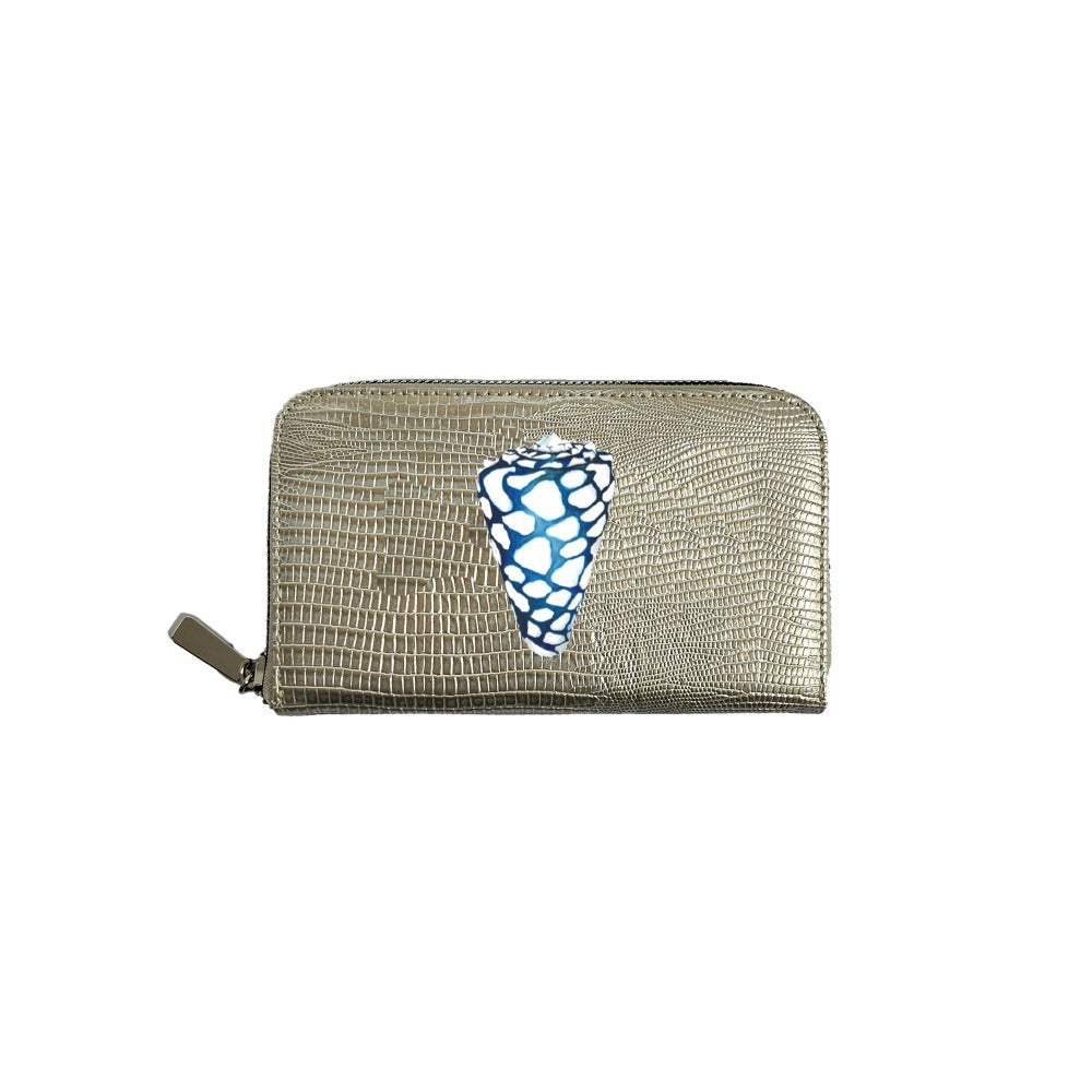 CARTERA MINI LICHA TEJUS PLATA BEIGE