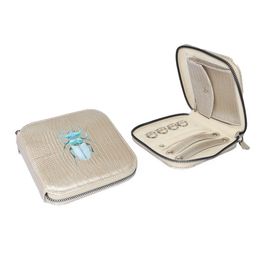 JOYERO DE VIAJE TEJUS PLATA BEIGE