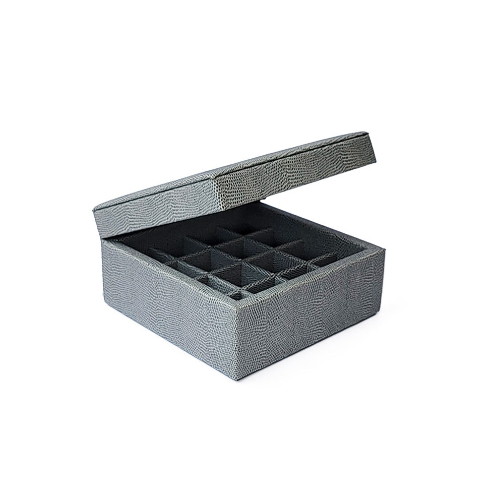 CAJA DE ACEITES 16 CON TAPA REPTIL GRIS LISO