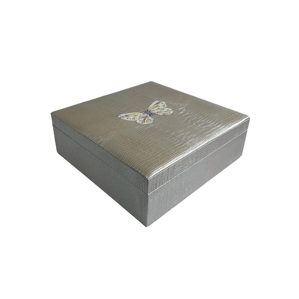 CAJA DECORATIVA GRANDE TEJUS PLATA BEIGE