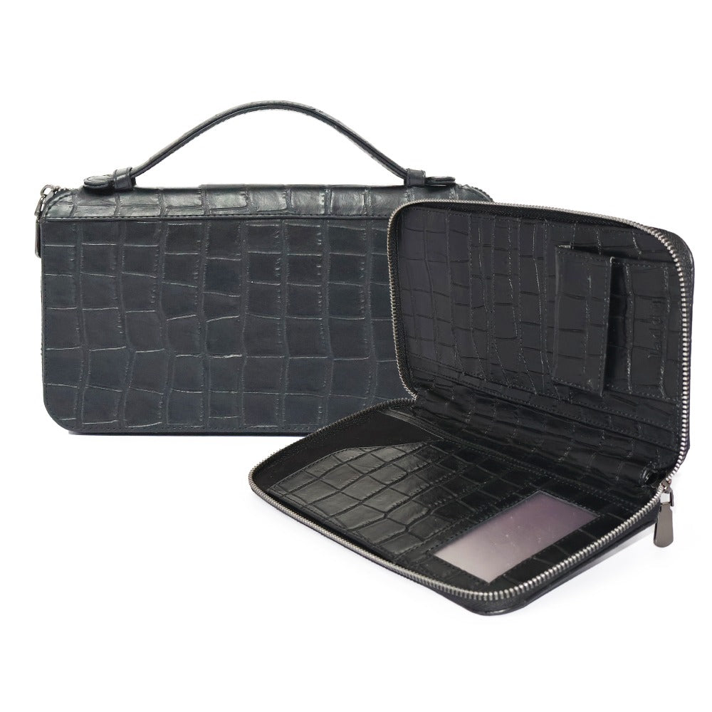 PORTA DOCUMENTOS DE PIEL CON MUÑEQUERA