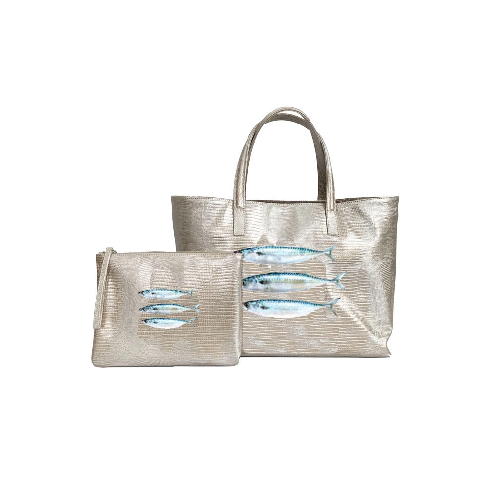 BOLSA MATEA PLAYA TEJUS PLATA BEIGE