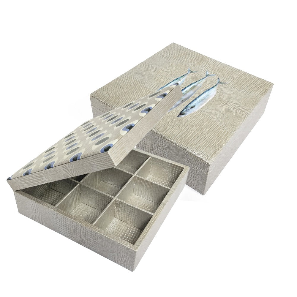 CAJA DE TE 9 TEJUS PLATA BEIGE