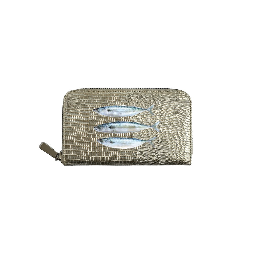 CARTERA MINI LICHA TEJUS PLATA BEIGE