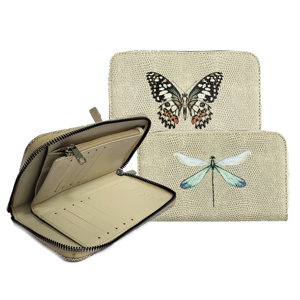 CARTERA MINI LICHA RAYITAS CARNE