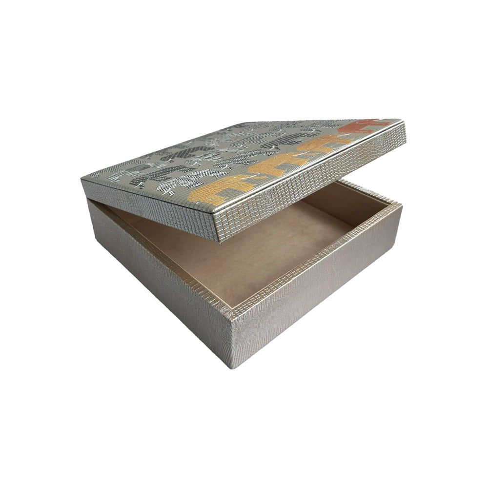 CAJA DECORATIVA GRANDE TEJUS PLATA BEIGE PEDRO FRIEDEBERG