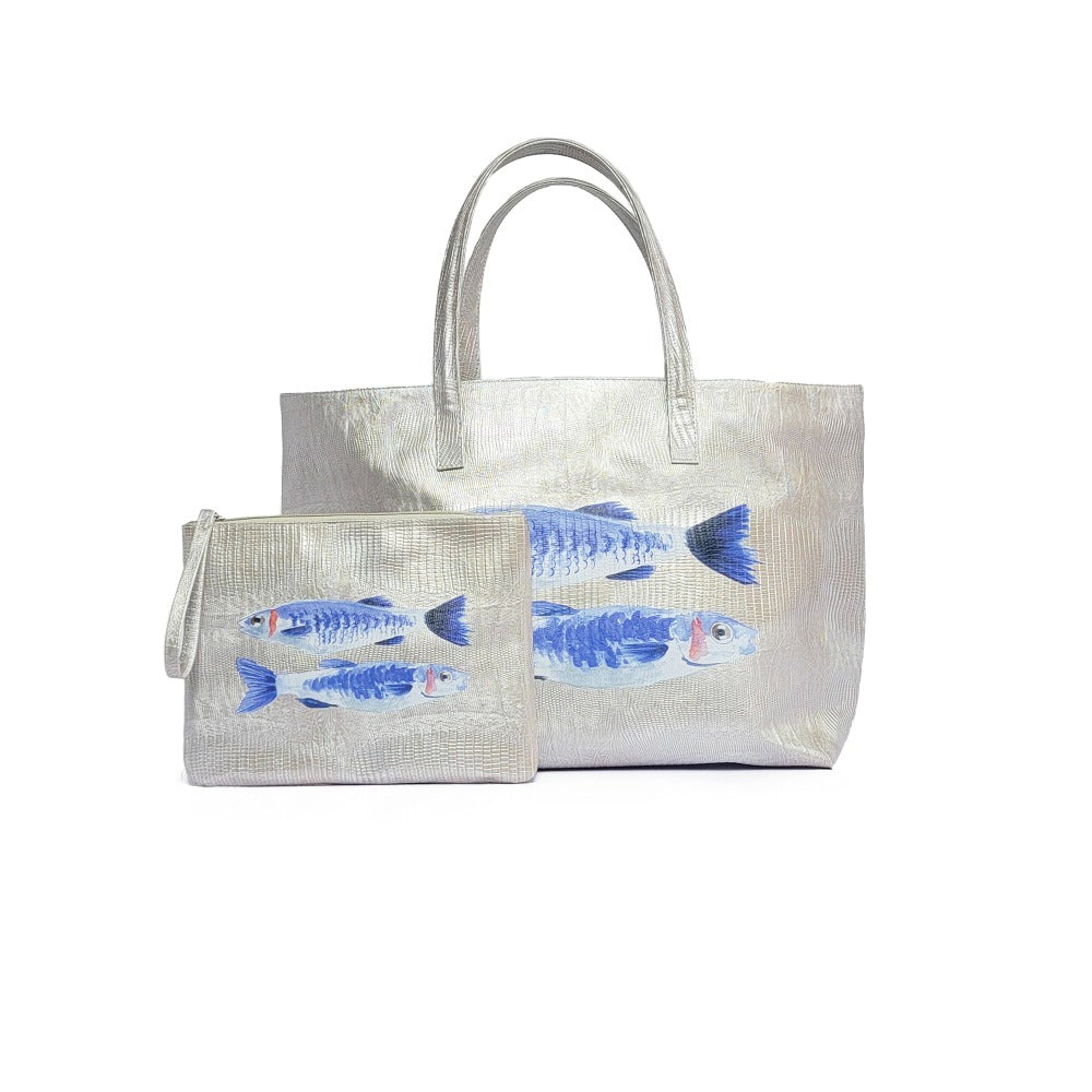 BOLSA MATEA PLAYA TEJUS PLATA BEIGE
