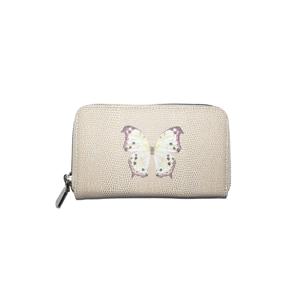 CARTERA MINI LICHA RAYITAS CARNE