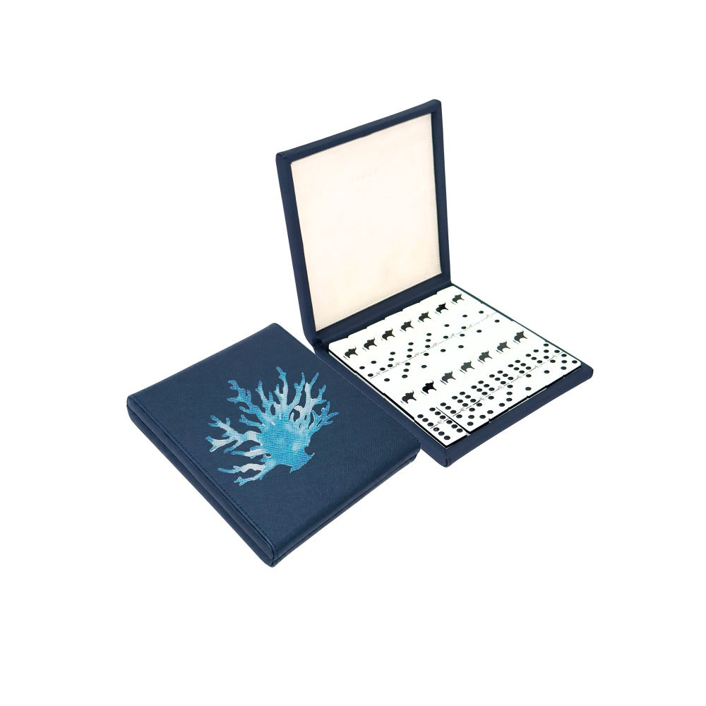 SMALL FLAT DOMINO NIGHT BLUE LINING