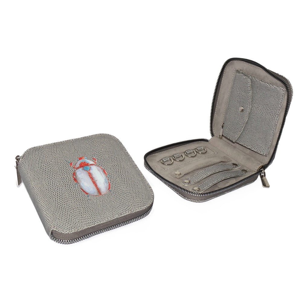 JOYERO DE VIAJE REPTIL GRIS