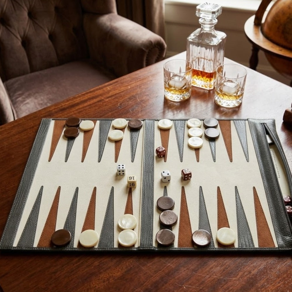 BACKGAMMON DE VIAJE GRIS ARMADILLO