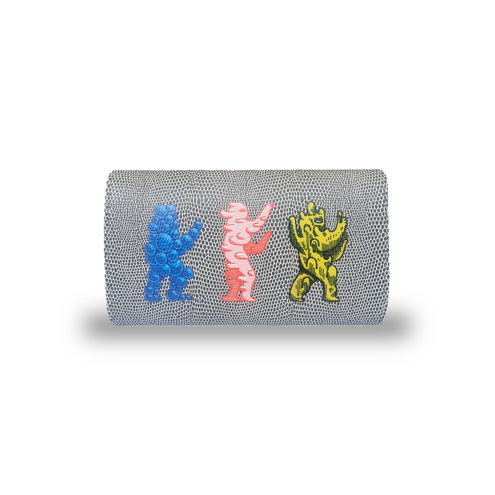 CARTERA LICHA REPTIL GRIS