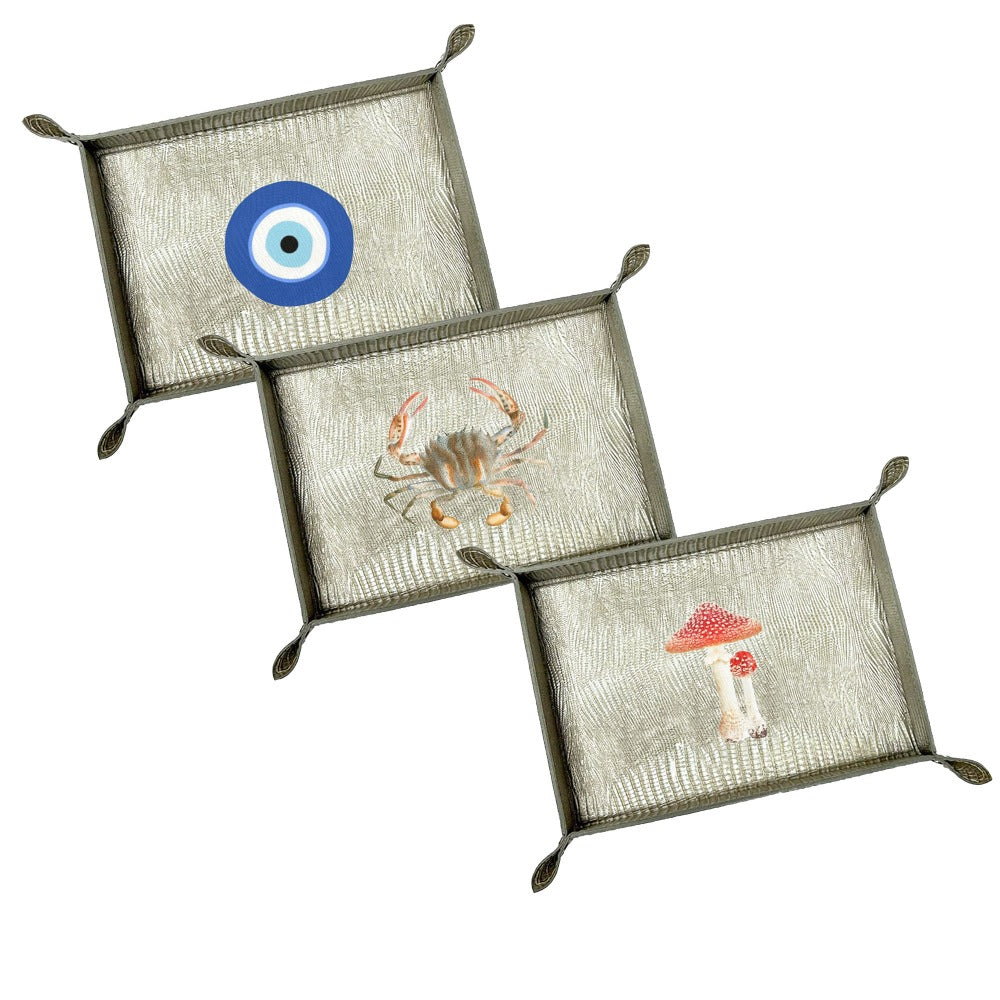 VACIA BOLSILLOS GRANDE TEJUS PLATA BEIGE
