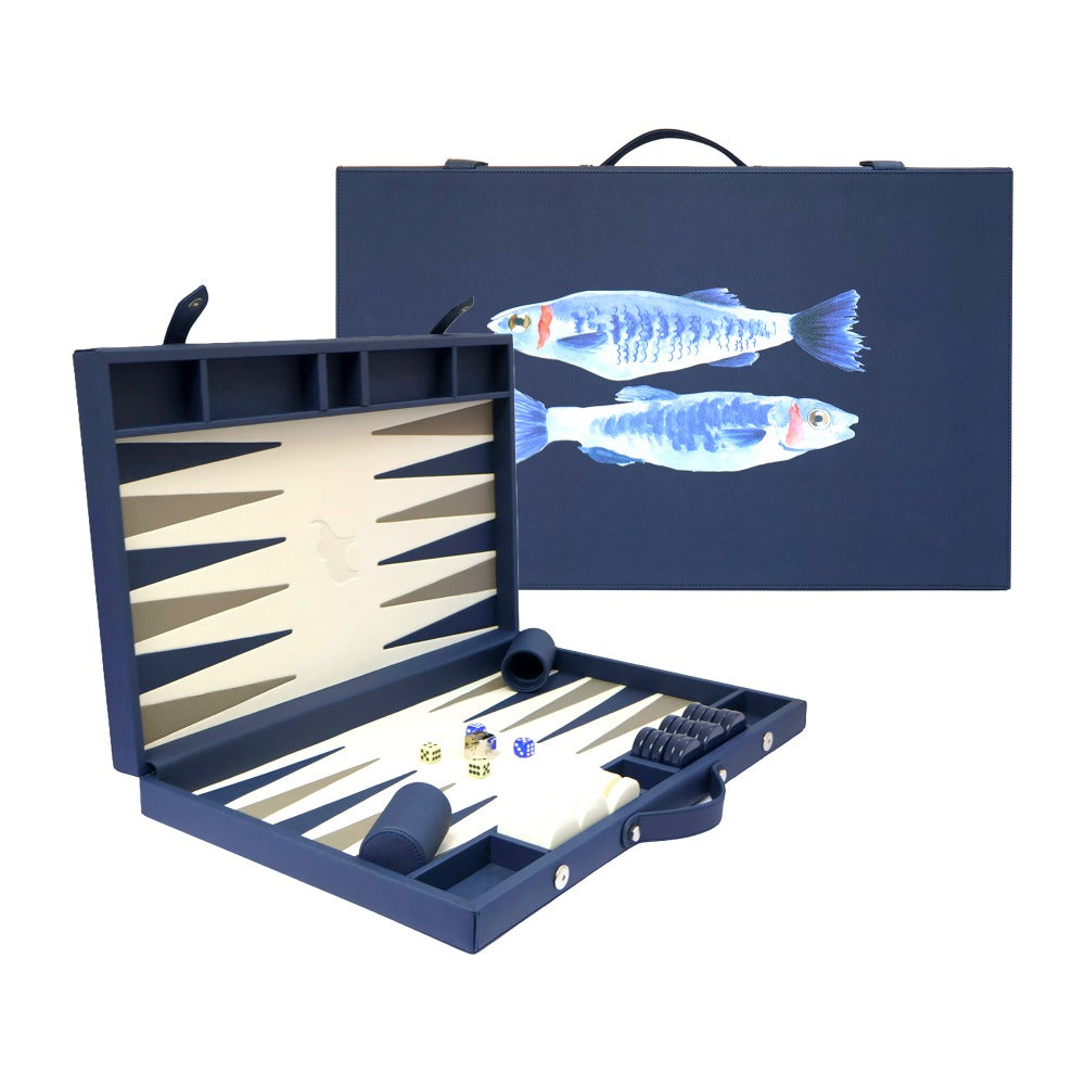 BACKGAMMON GRANDE FORRO AZUL NOCHE