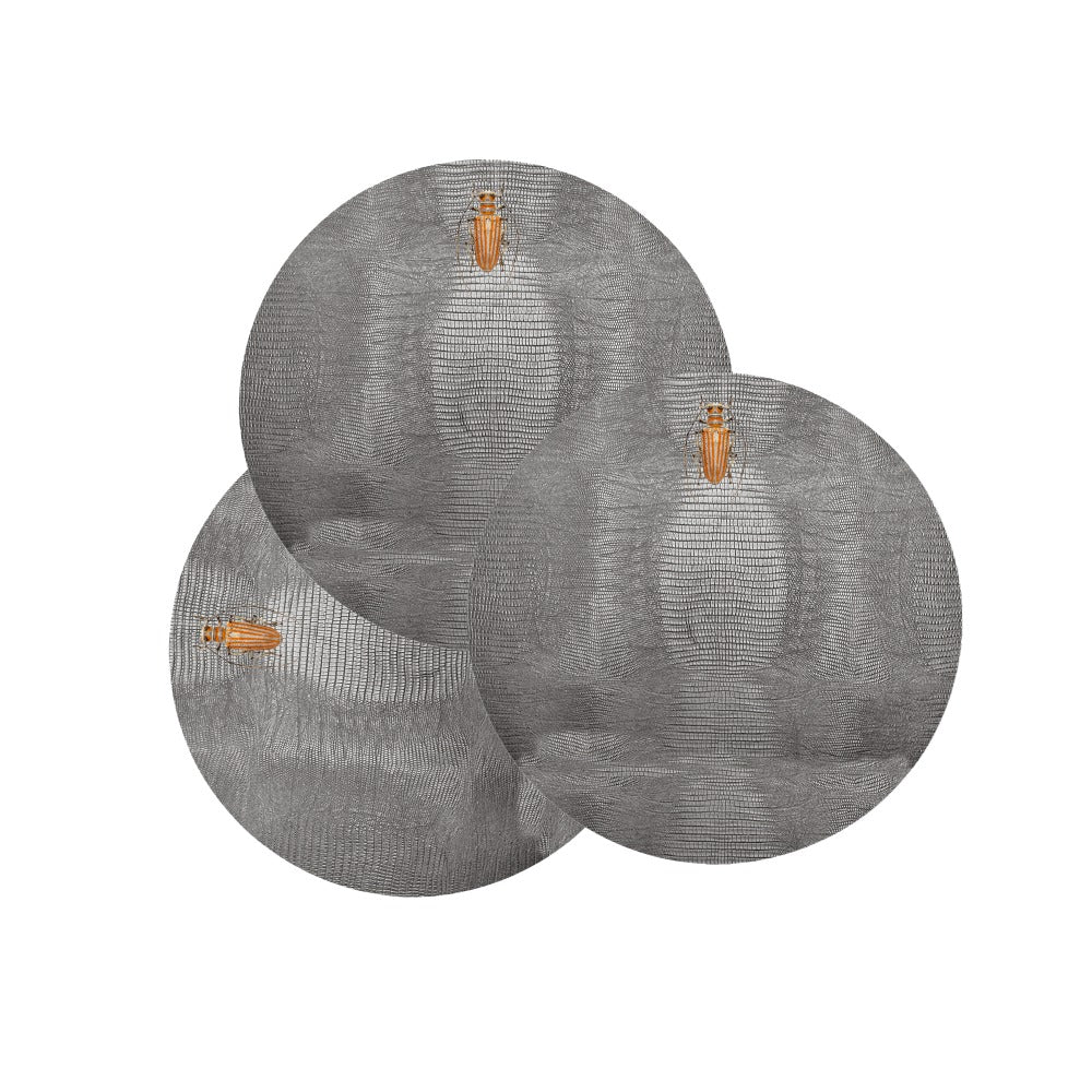 INDIVIDUAL REDONDO GRIS ARMADILLO IMPRESION