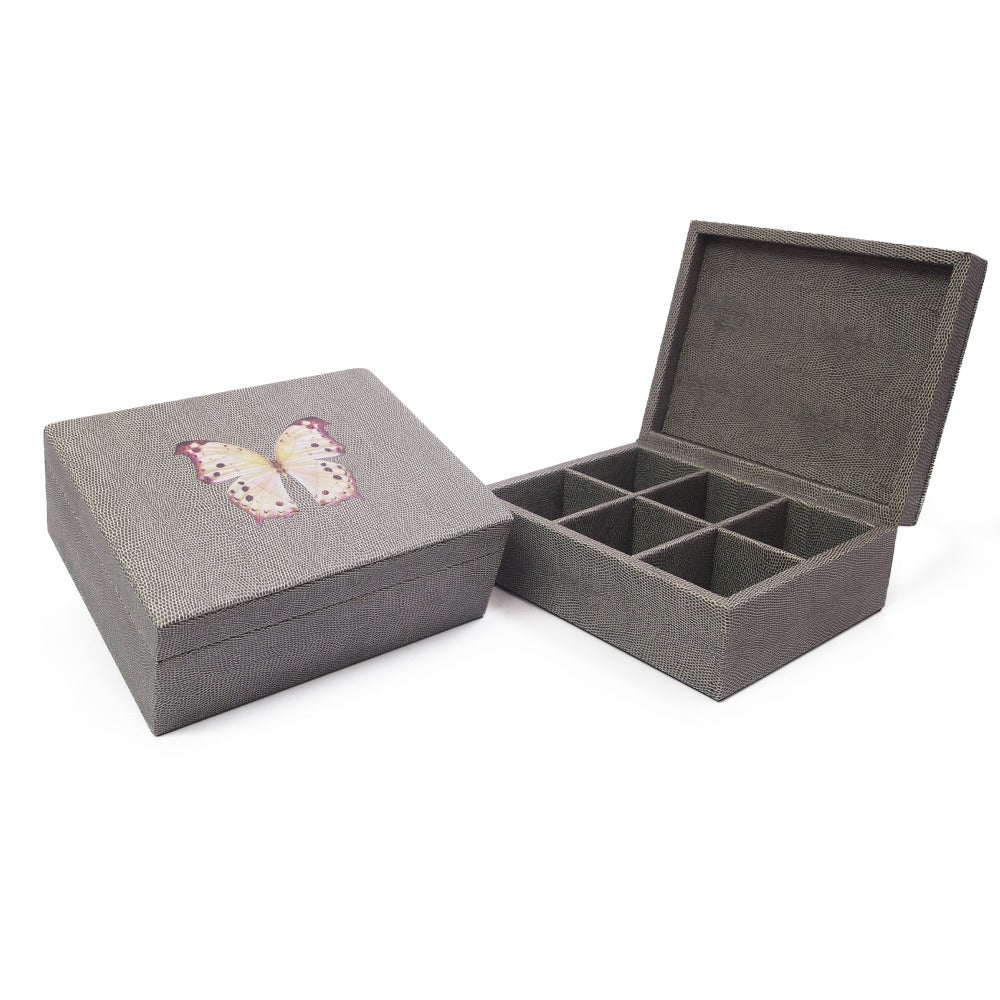 CAJA DE TE 6 REPTIL GRIS