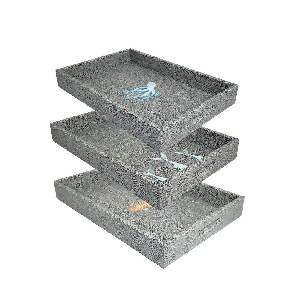 CHAROLA GRANDE REPTIL GRIS