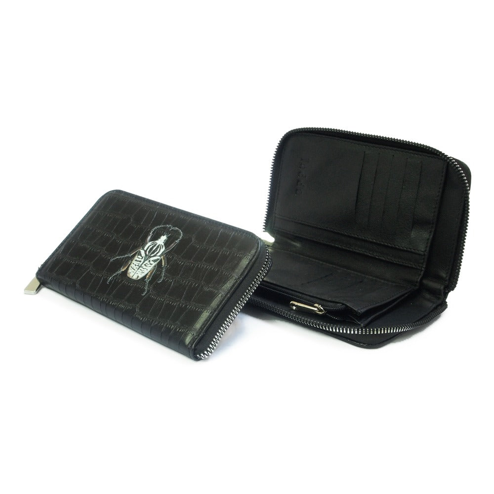 CARTERA MINI LICHA CROCO NEGRO