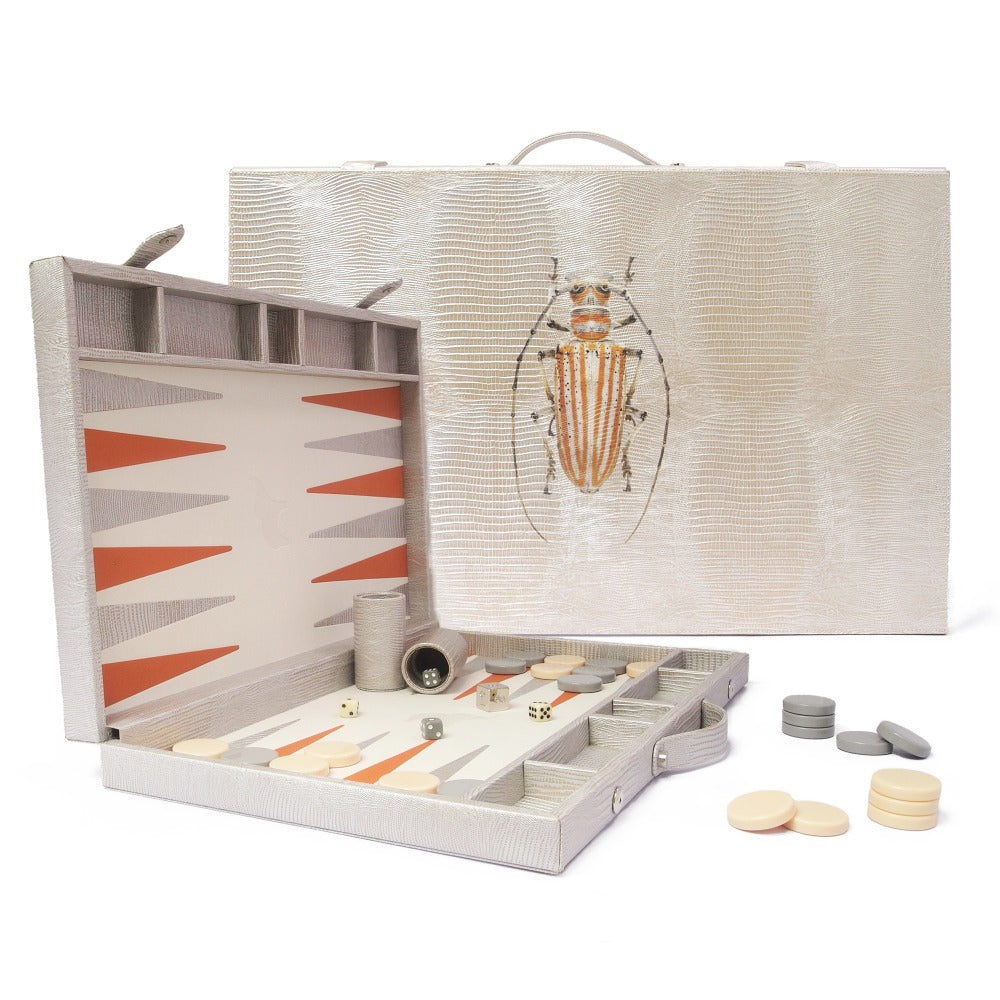 BACKGAMMON GRANDE TEJUS PLATA BEIGE