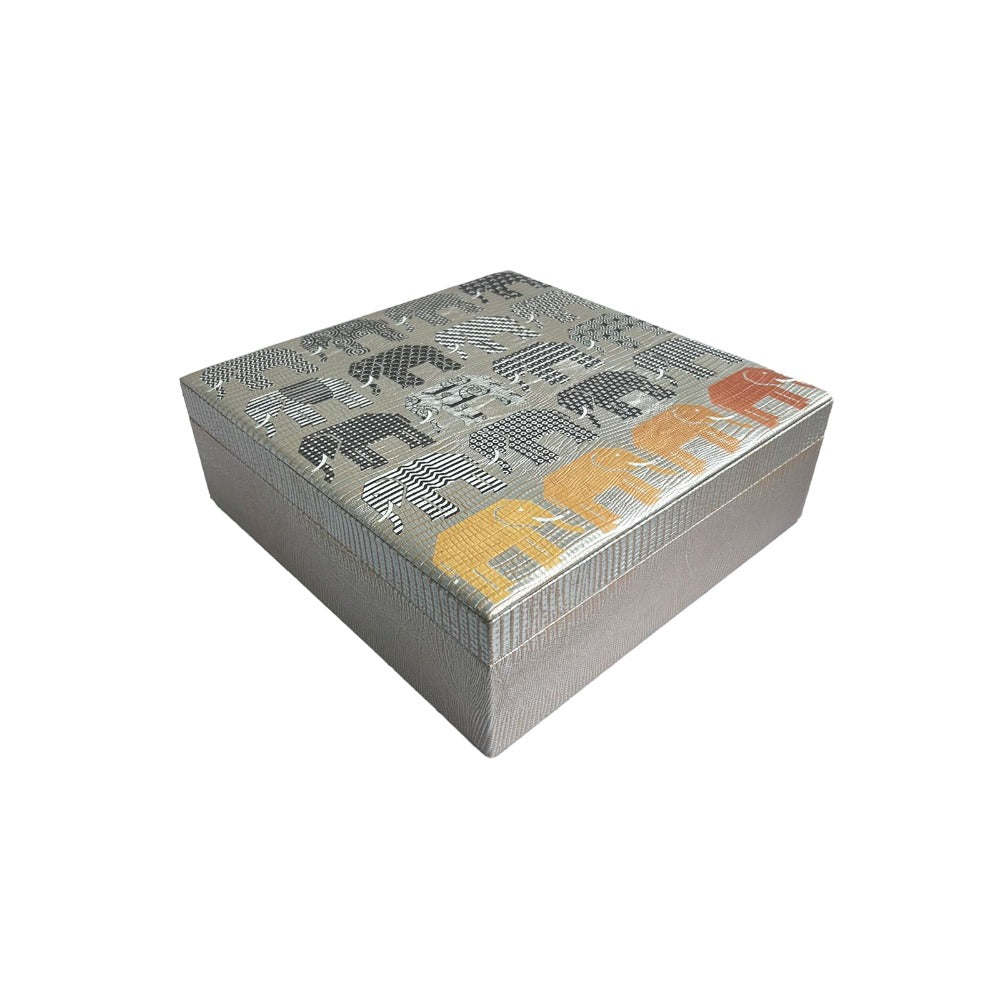 CAJA DECORATIVA GRANDE TEJUS PLATA BEIGE PEDRO FRIEDEBERG