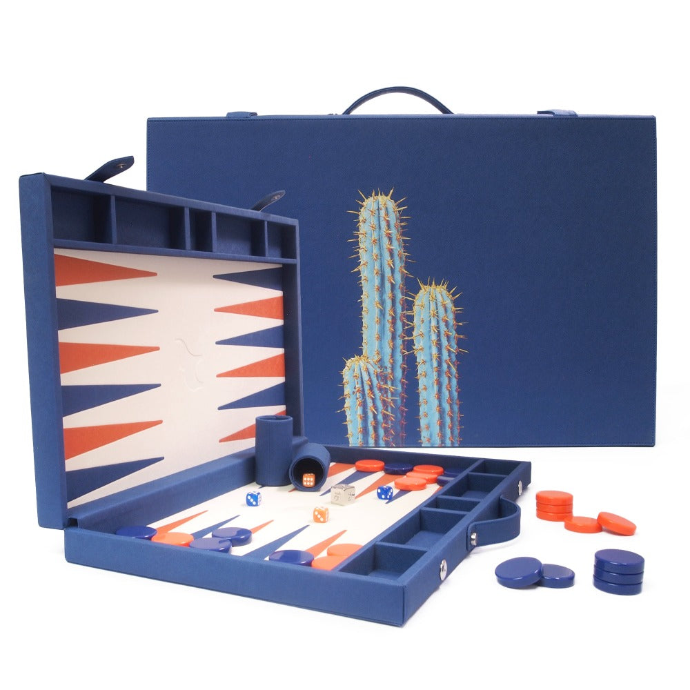 BACKGAMMON GRANDE FORRO AZUL MEDIO