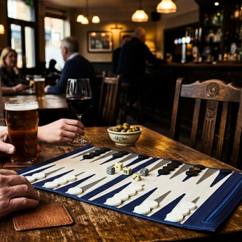 BACKGAMMON DE VIAJE FORRO AZUL NOCHE TAY XACUR