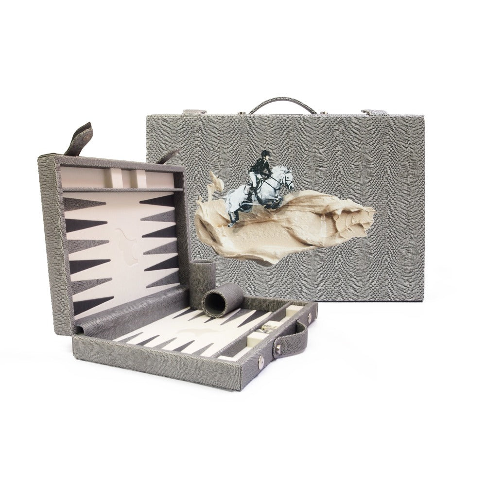 BACKGAMMON MEDIANO REPTIL GRIS TAY XACUR