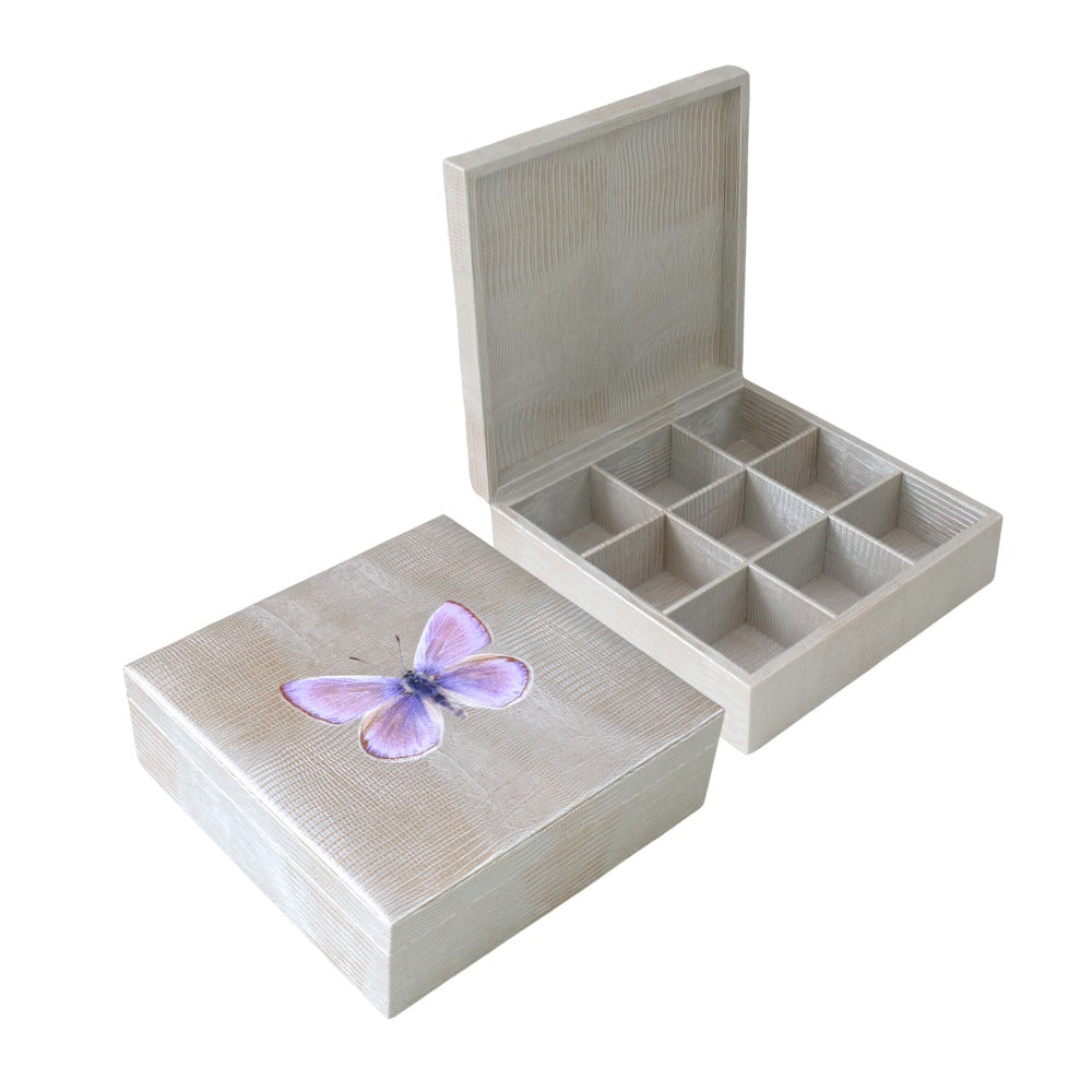 CAJA DE TE 9 TEJUS PLATA BEIGE