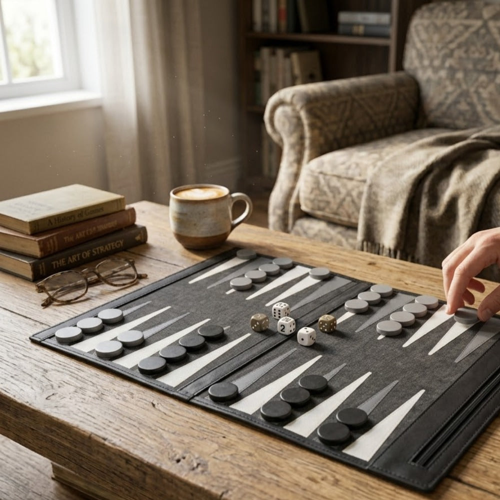 BACKGAMMON DE VIAJE NEGRO ARMADILLO MUZALUCI
