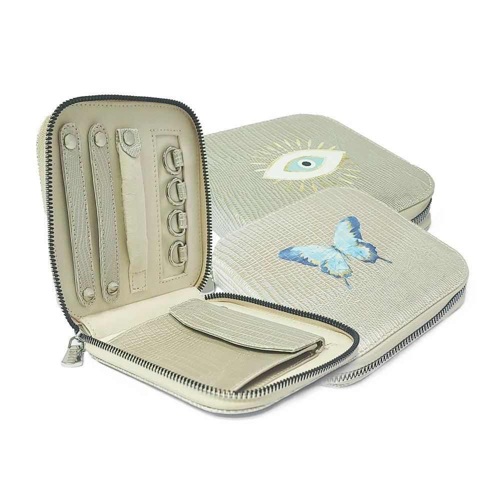 JOYERO DE VIAJE TEJUS PLATA BEIGE