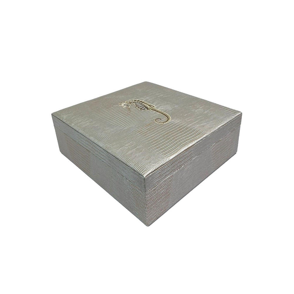 CAJA DECORATIVA GRANDE TEJUS PLATA BEIGE