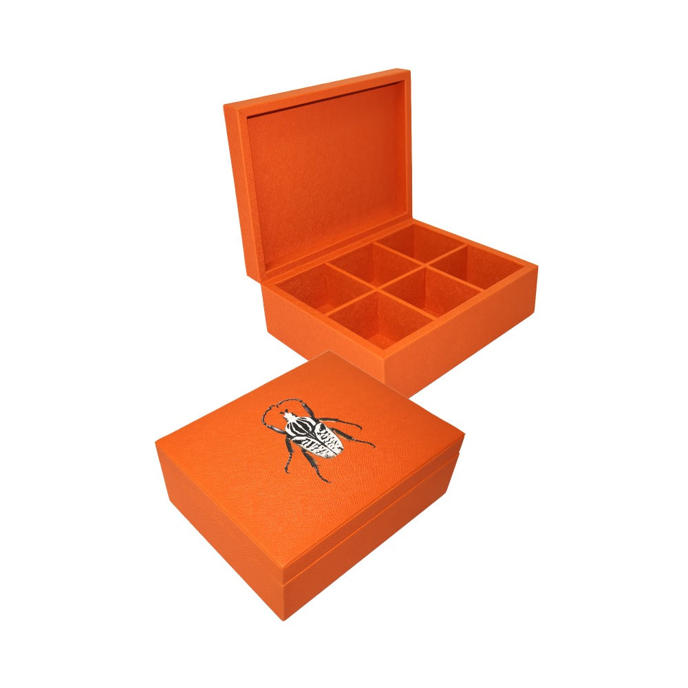 CAJA DE TE 6 FORRO NARANJA